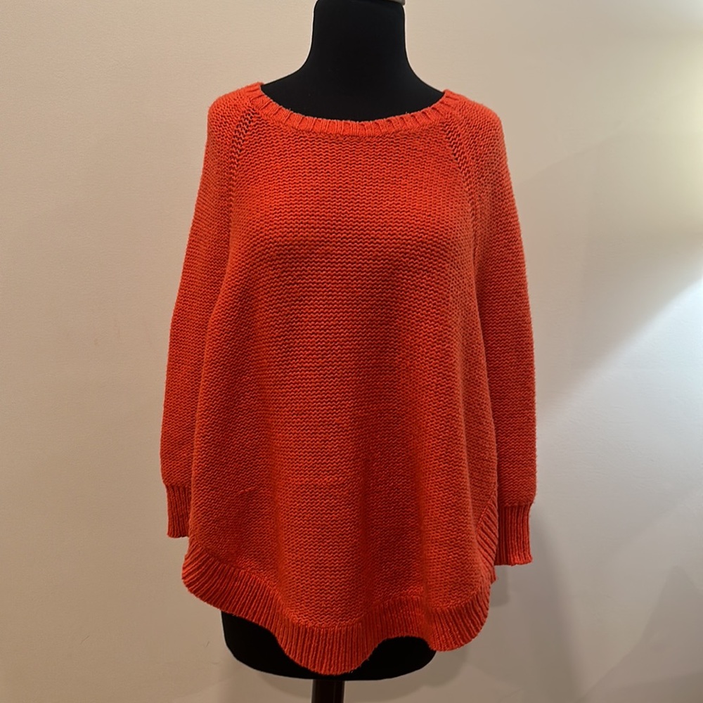 Poncho Style Sweater in Orange from Anthropologie